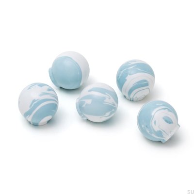 Furniture knob Ren White Gray Blue 35 Wooden Beech