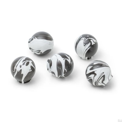 Furniture knob Ren White Black 35 Wooden Beech