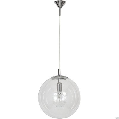 Globe Pendant Lamp Metal Silver Chrome