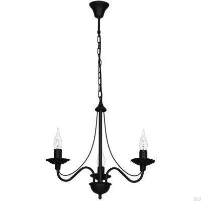 Rose Chandelier 3 Metal Black