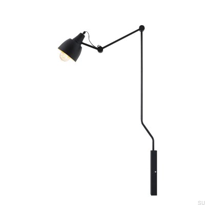 Aida Short Metal Black Wall Lamp (gold shade center)