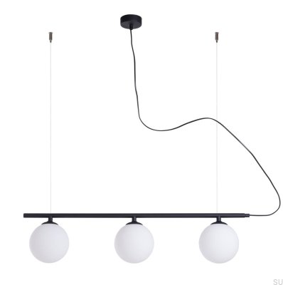 Hanging lamp Beryl Glass 3 Metal Black