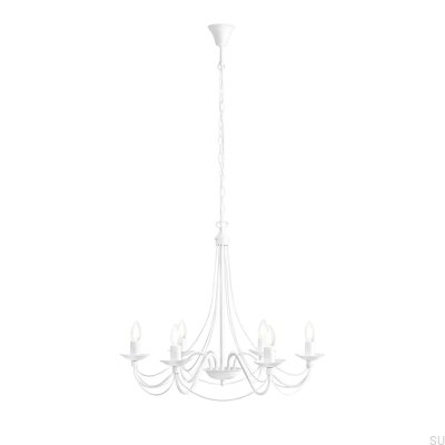 Rose Chandelier 6 Metal White