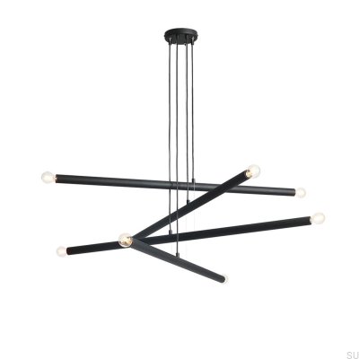 Tubo 8 Metal Black Hanging Lamp