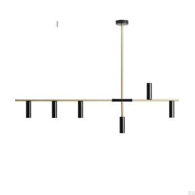 Trevo 6 Brass and Black Pendant Lamp