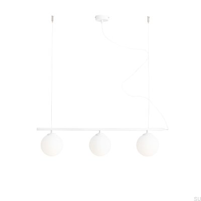 Hanging lamp Beryl Glass 3 Metal White