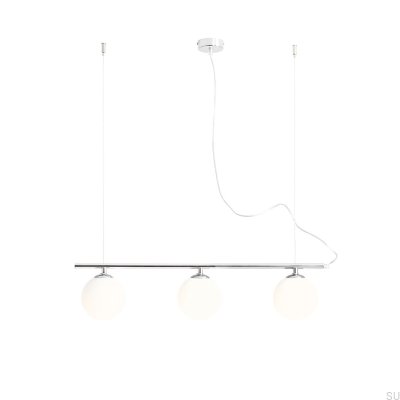 Hanging lamp Beryl Glass 3 Metal Silver Chrome