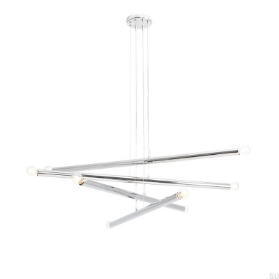 Tubo 8 Metal Silver Chrome Hanging Lamp