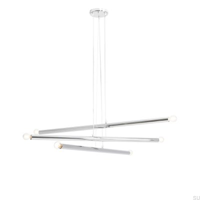 Tubo 6 Metal Silver Chrome Hanging Lamp