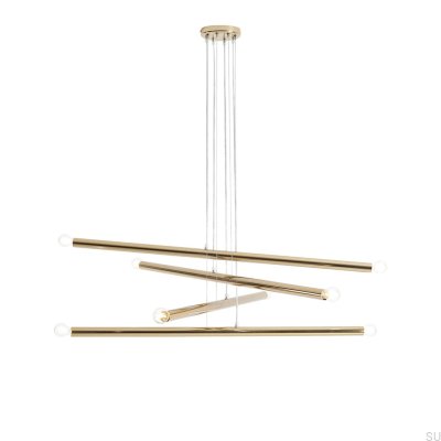 Tubo 8 Metal Gold Hanging Lamp
