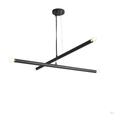 Tubo 4 Metal Black Hanging Lamp