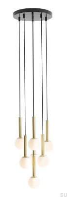 Riu 7 Ring Pendant Lamp Brass with Black