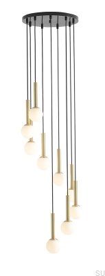 Riu 9 Ring Pendant Lamp Brass with Black