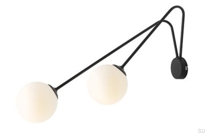 Holm 2 L Metal Black Wall Lamp