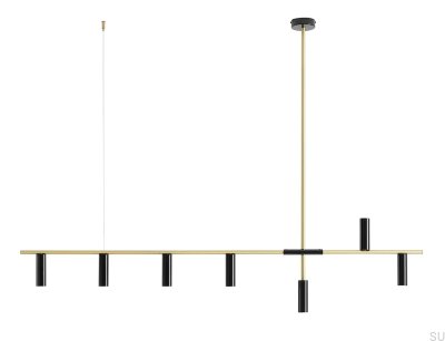 Trevo 7 Brass and Black Pendant Lamp