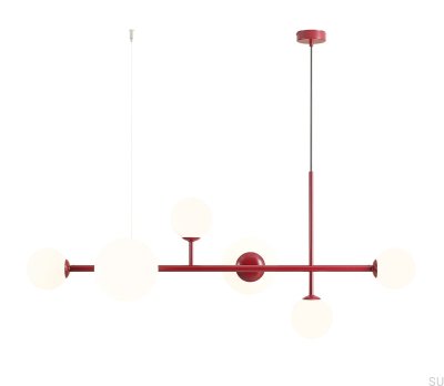 Dione 6 Metal Burgundy Hanging Lamp