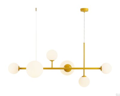 Dione 6 Metal Mustard Hanging Lamp