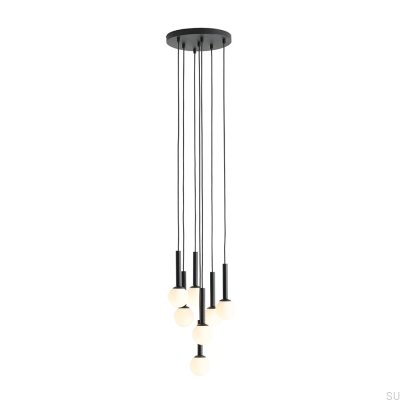 Riu 7 Ring Metal Black Hanging Lamp