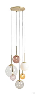 Bosso 6 Ring Multicolour Brass Hanging Lamp