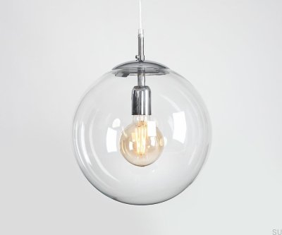 Globe Pendant Lamp Metal Silver Chrome