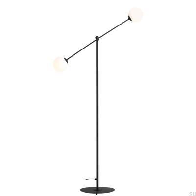 Ohio Black Floor Lamp Metal Black with Milky Shade
