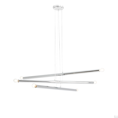 Tubo 6 Metal Silver Chrome Hanging Lamp