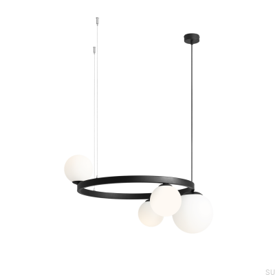 Garda 4 Ring Metal Black Hanging Lamp