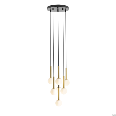 Riu 7 Ring Pendant Lamp Brass with Black