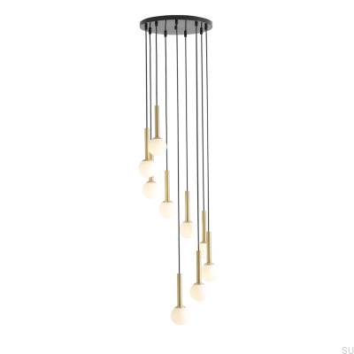 Riu 9 Ring Pendant Lamp Brass with Black