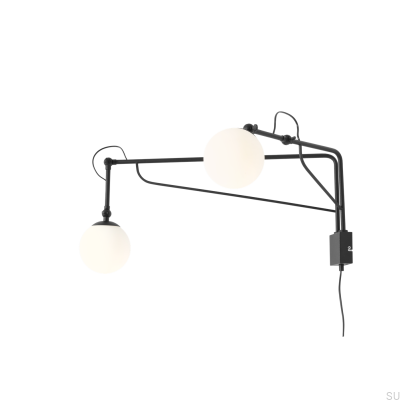 Soho Glass 2 Metal Black Wall Lamp