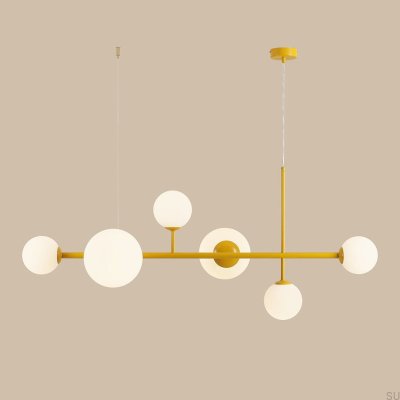 Dione 6 Metal Mustard Hanging Lamp