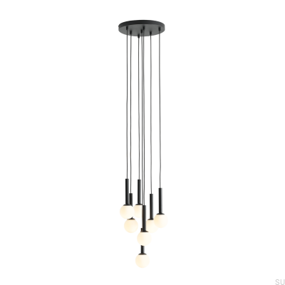 Riu 7 Ring Metal Black Hanging Lamp