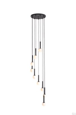 Riu 9 Ring Metal Black Hanging Lamp