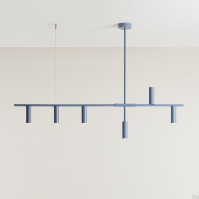 Trevo 6 Metal Blue Hanging Lamp