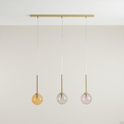 Bosso 3 Multicolour Brass Hanging Lamp