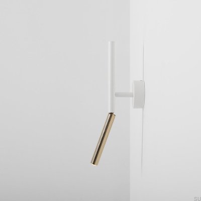 Stick White Metal Gold Wall Lamp
