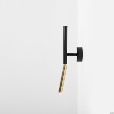 Stick Black Metal Gold Wall Lamp