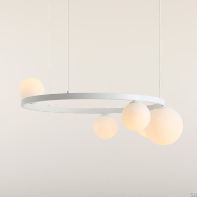 Garda 5 Ring Metal White Hanging Lamp