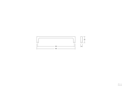 Oblong furniture handle Pura 256 Polished Gold