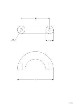Arch 052 41 Brass Brown Elongated Furniture Handle