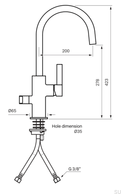Kitchen tap with dishwasher valve ARM184 Brushed Copper Unpainted