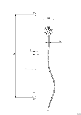 ARM200 Brass Black Chrome Shower Rail