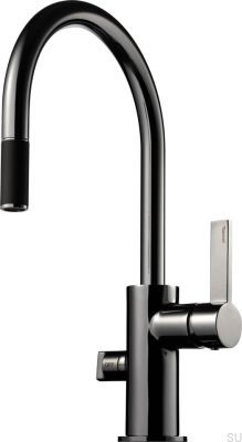 Kitchen faucet with pull-out spout and dishwasher valve ARM385 Brass Black Chrome