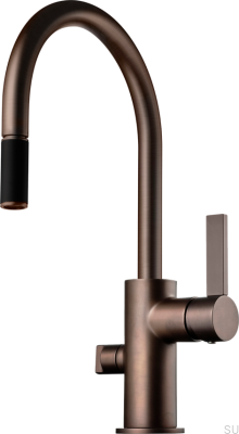 Kitchen faucet with pull-out spout and dishwasher valve ARM385 Brass Brown