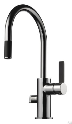 Kitchen faucet with pull-out spout and dishwasher valve ARM385 Brass Silver Chrome with Black
