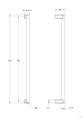 Bar333 320 Brass Brown Elongated Furniture Handle