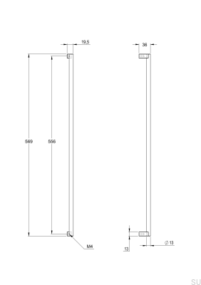 Bar569 556 elongated furniture handle, brass, matt black