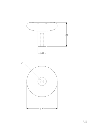 Bean 37 Brass Brown Furniture Knob