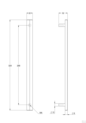 Bean 288 oblong furniture handle, brass, silver, chrome