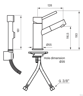 BI069 Black Chrome Brass Washbasin-Bidet Faucet